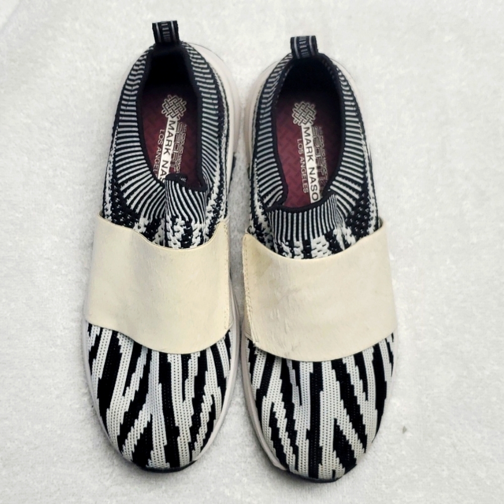 Mark Nason 'Abbe' slip on Sneakers, size 5.5, zebra print with calf hair band